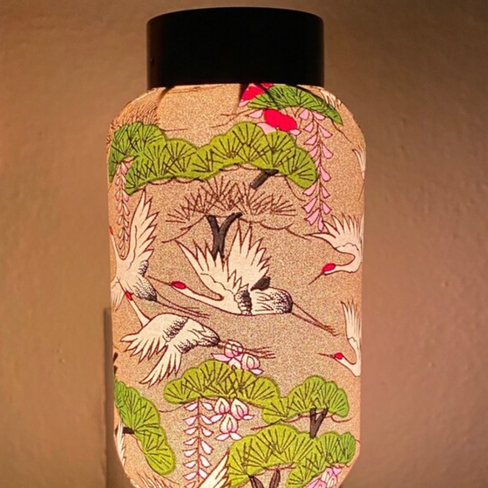 White Cranes floral Oriental Japanese Washi Night Light Wall plug-in Hom…